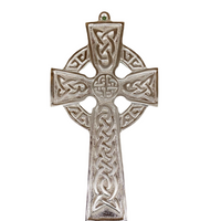 Celtic Cross with Satin Nickel Finish to hang on wall.