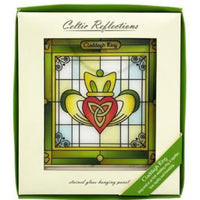 Claddagh Ring Stained Glass Hanging Panel