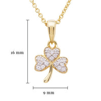 14K Gold Vermeil Shamrock Necklace With White Cubic Zirconia