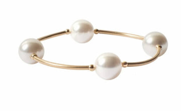 Blessing Bracelet White Pearl with Gold Filled Links 7.5