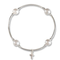 White Pearl Cross Blessing Bracelet