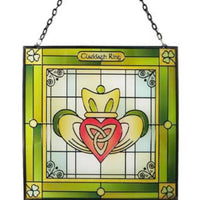 Claddagh Ring Stained Glass Hanging Panel