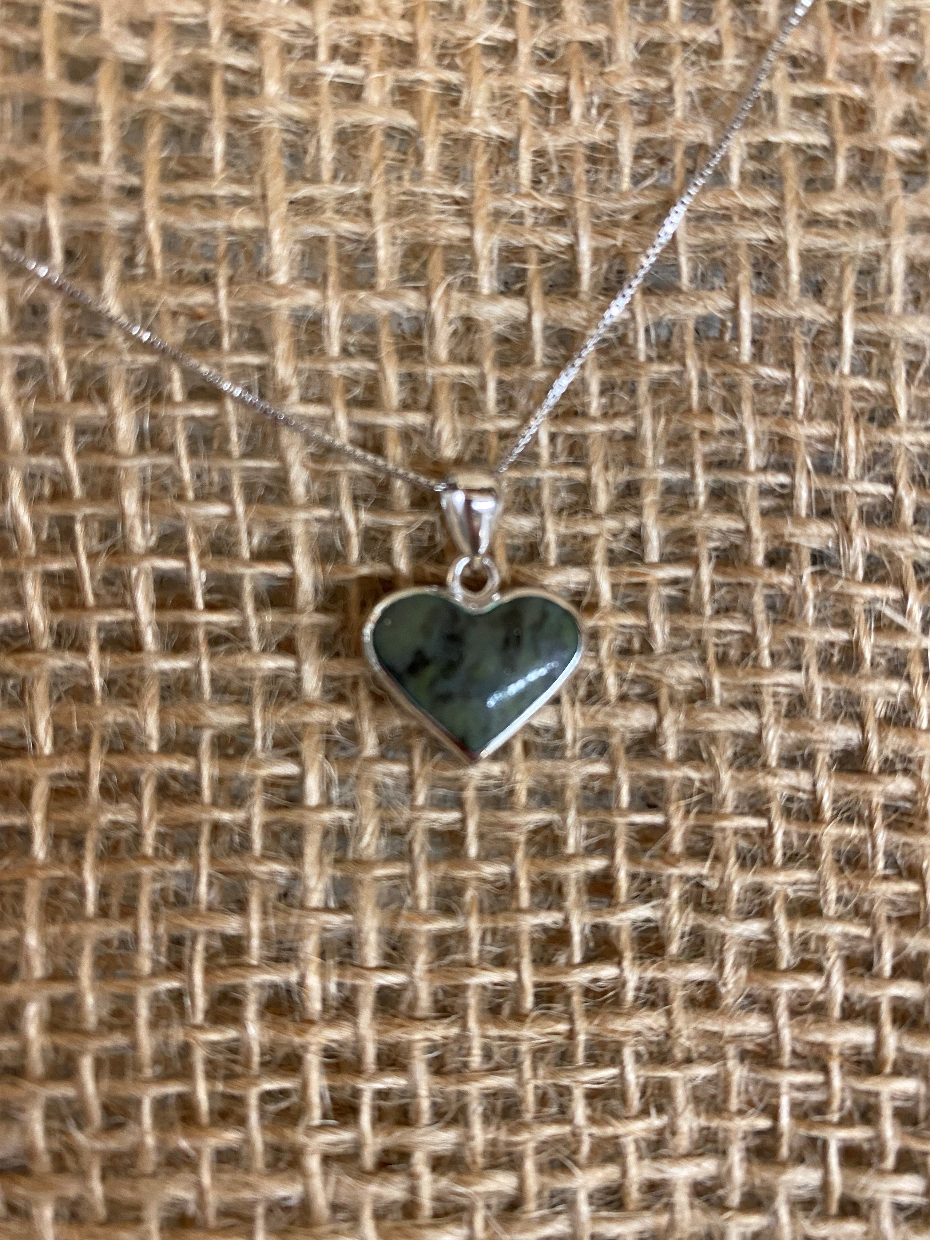 Key to My Heart Necklace Sterling Silver with Connemara Marble Heart