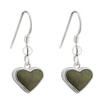 Sterling Silver Connemara Marble Heart Shaped Drop Earrings