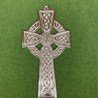 Celtic Cross with Satin Nickel Finish to hang on wall.