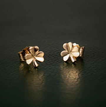 10K Tiny Gold Shamrock Stud Earrings