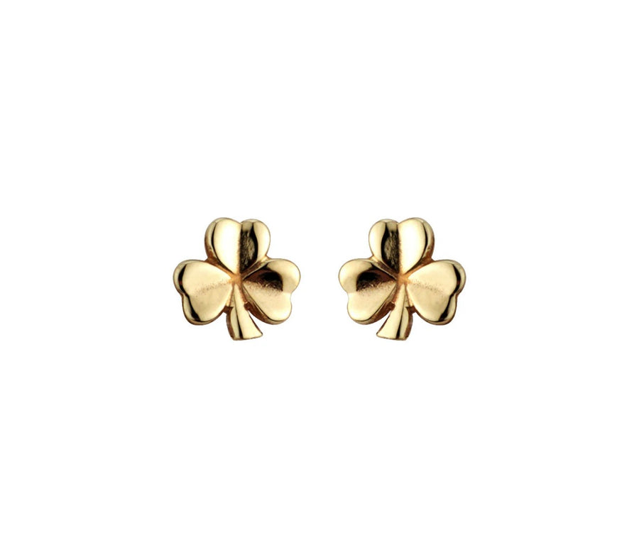 10K Tiny Gold Shamrock Stud Earrings