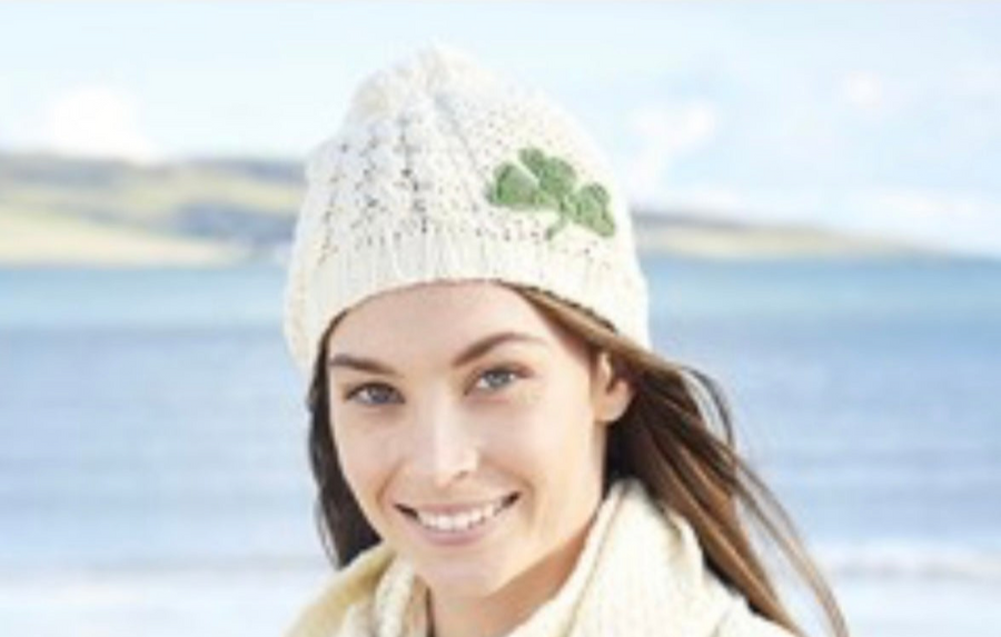 Aran Knit Shamrock Adult Hat