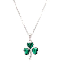 Green Malachite Sterling Silver Shamrock Pendant