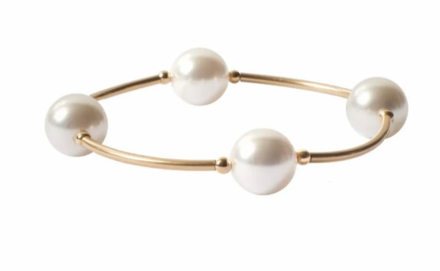 Blessing Bracelet White Pearl with Gold Filled Links