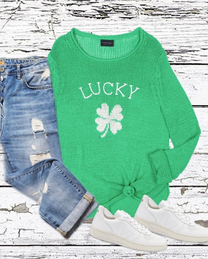 Lucky Clover Wooden Ships Sweater