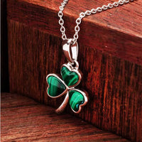 Green Malachite Sterling Silver Shamrock Pendant