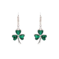 Green Malachite Sterling Silver Shamrock Drop Earrings