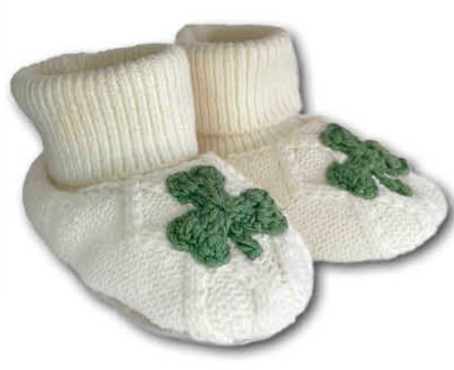 Shamrock Aran Knit Baby Booties