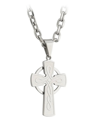 Steel Engraved Celtic Cross Pendant